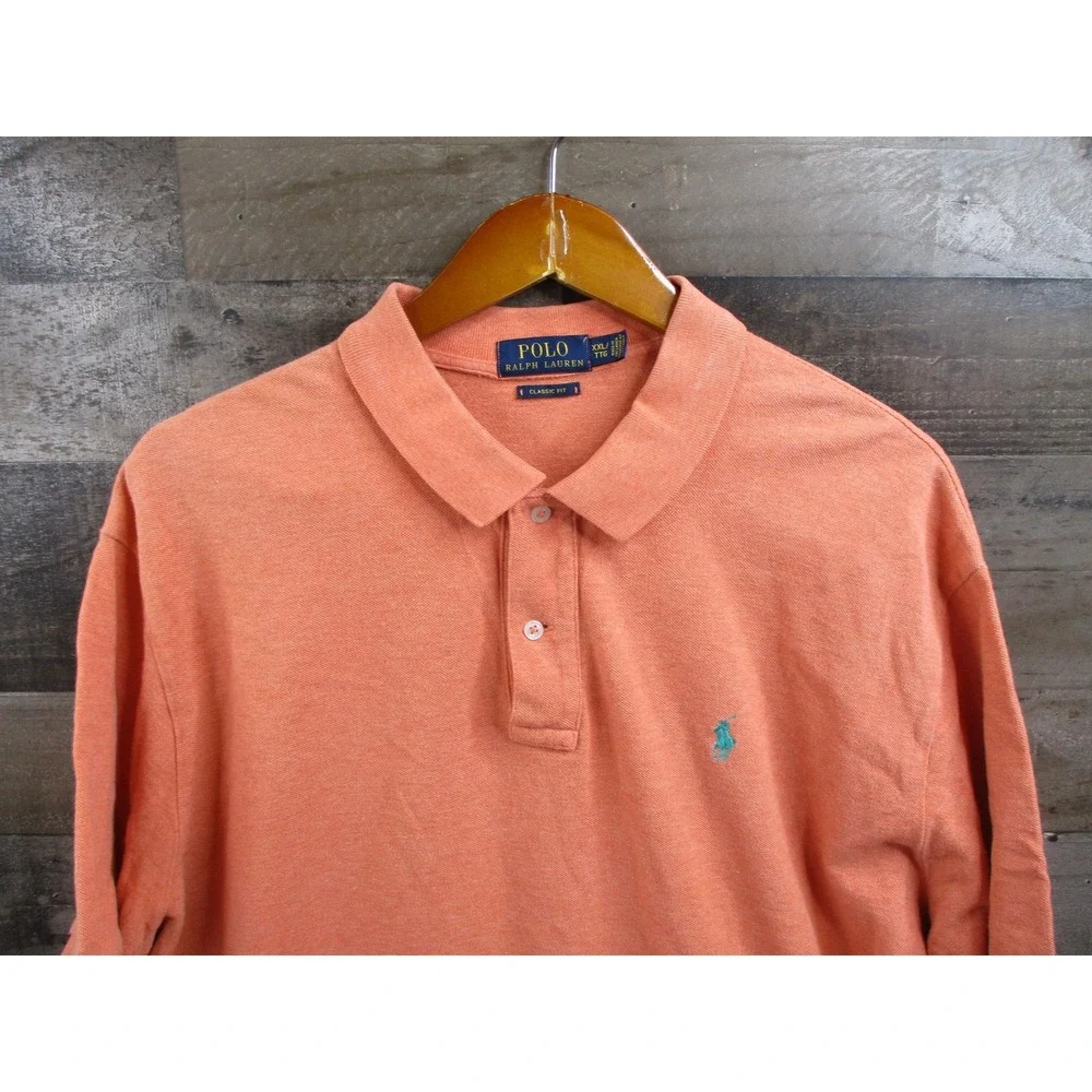 `Ralph Lauren Polo Shirt Mens 2XL Orange Classic Fit Short Sleeve Cotton Golf